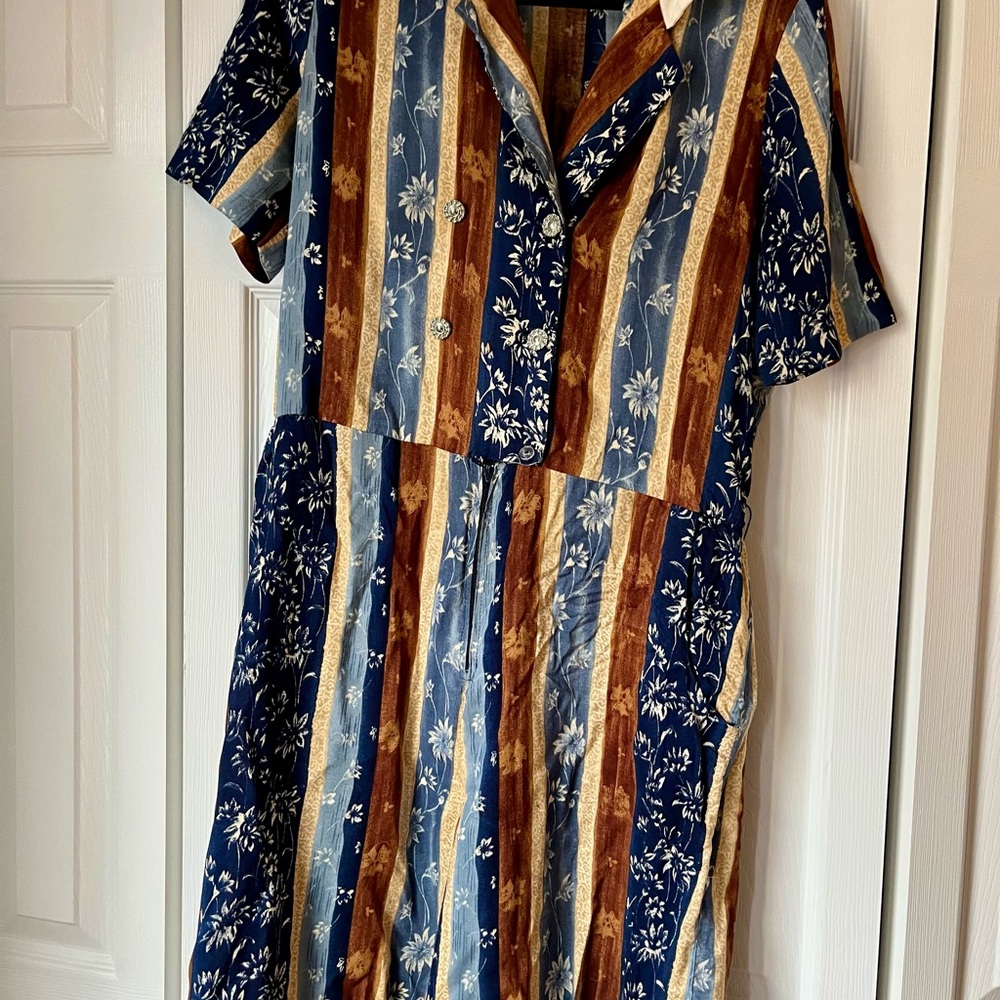 Vintage Floral Striped Romper
